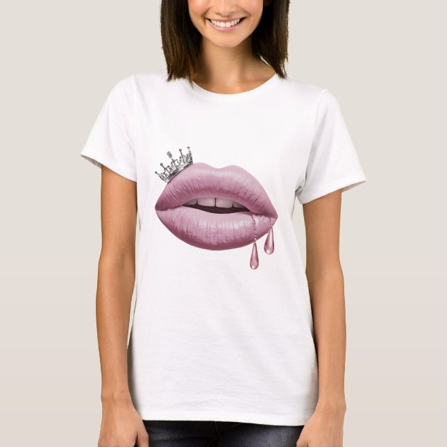Pink lips with crown T-Shirt (Front)