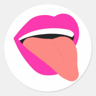 Pink Lips with Tongue Out Classic Round Sticker