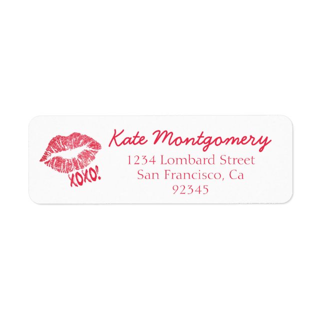 Pink Lips XOXO | Makeup Artist Return Address Label (Front)