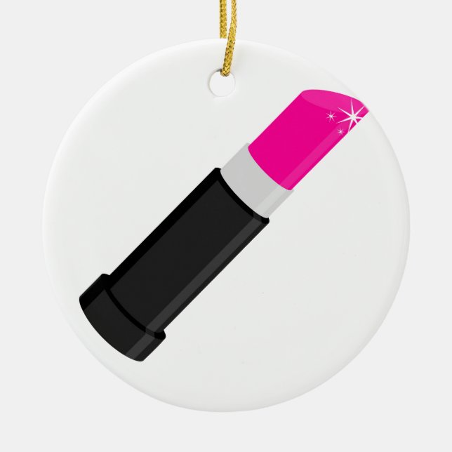 Pink Lipstick Ceramic Tree Decoration (Front)
