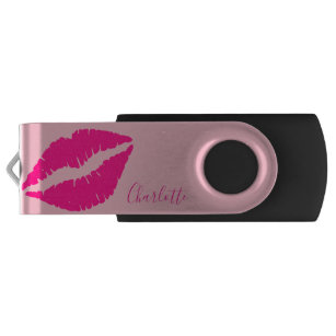 Pink Lipstick customised name USB Flash Drive