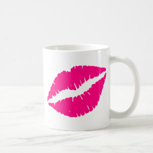 Pink lipstick kiss pop art coffee mug