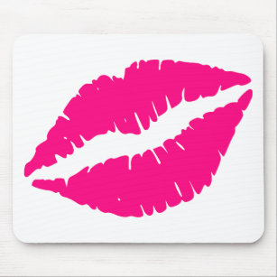 Pink lipstick kiss pop art mouse pad