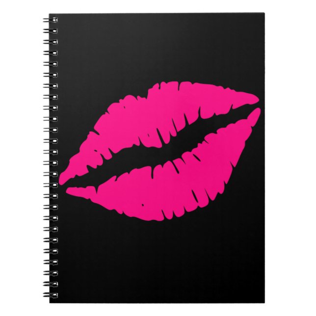 Pink lipstick kiss pop art notebook (Front)