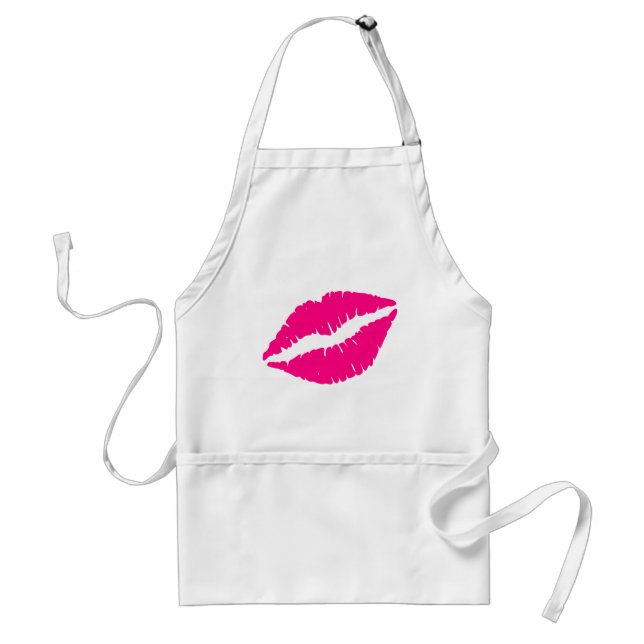 Pink lipstick kiss pop art standard apron (Front)