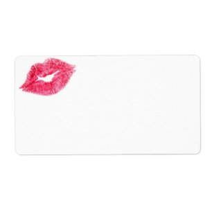 Pink Lipstick Kiss Print Label