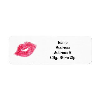 Pink Lipstick Kiss Return Address Label