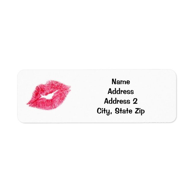 Pink Lipstick Kiss Return Address Label (Front)