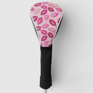 Pink Lipstick Kiss Seamless Pattern Golf Head Cover
