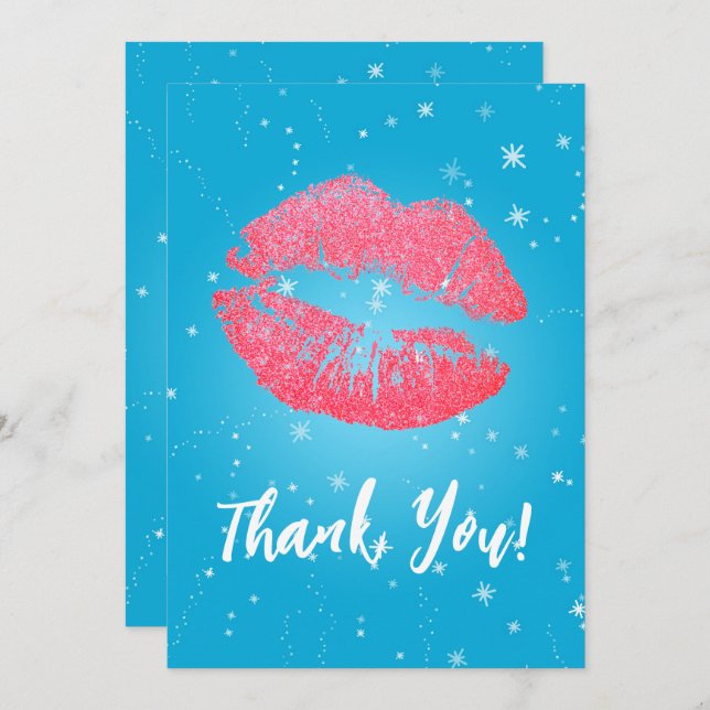  Pink Lipstick KissThank You Thank You Card (Front/Back)