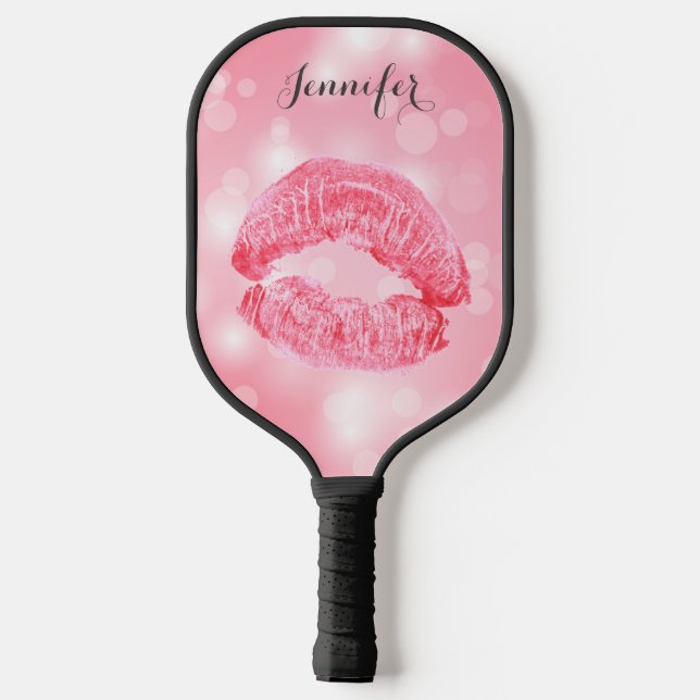 Pink Lipstick Personalised Pickleball Paddle (Back)
