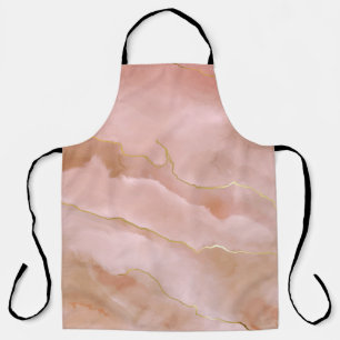 Pink Liquid Marble Gold Texture Apron