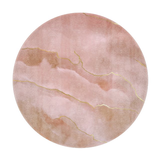 Pink Liquid Marble Gold Texture Cutting Board (Front)