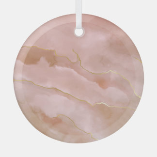 Pink Liquid Marble Gold Texture Glass Tree Decoration