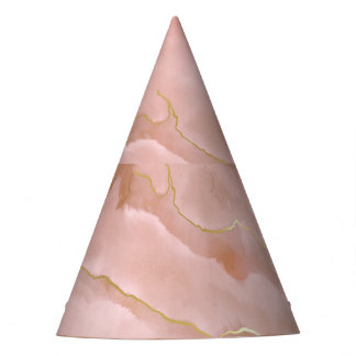 Pink Liquid Marble Gold Texture Party Hat
