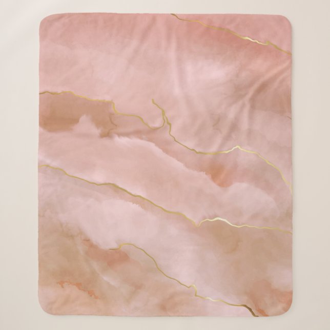 Pink liquid marble texture sherpa blanket (Front)