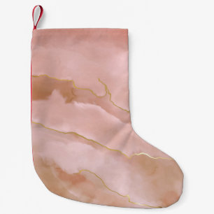 Pink liquid marble texture small christmas stocking