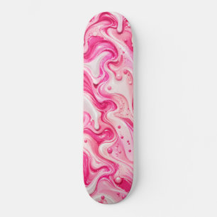 Pink Liquid Swirl Skateboard – Glossy Abstract Y2K