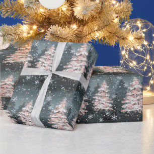 Pink-Lit Christmas Tree Wrapping Paper