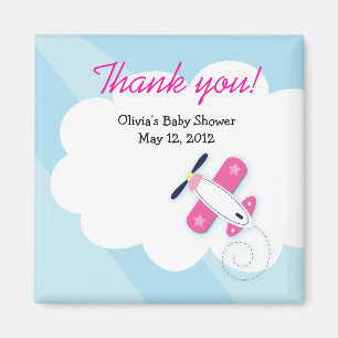 Pink Little Aviator Baby Shower Favour Magnet