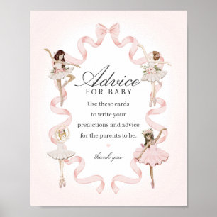 Pink Little Ballerina Advice for Baby Baby Shower Poster