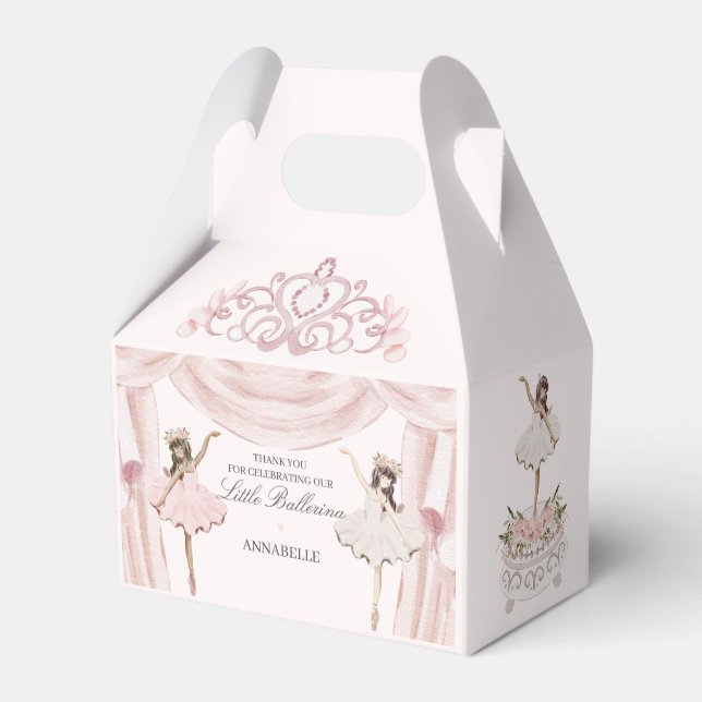 Pink Little Ballerina Baby Shower or Birthday Favour Box (Front Side)