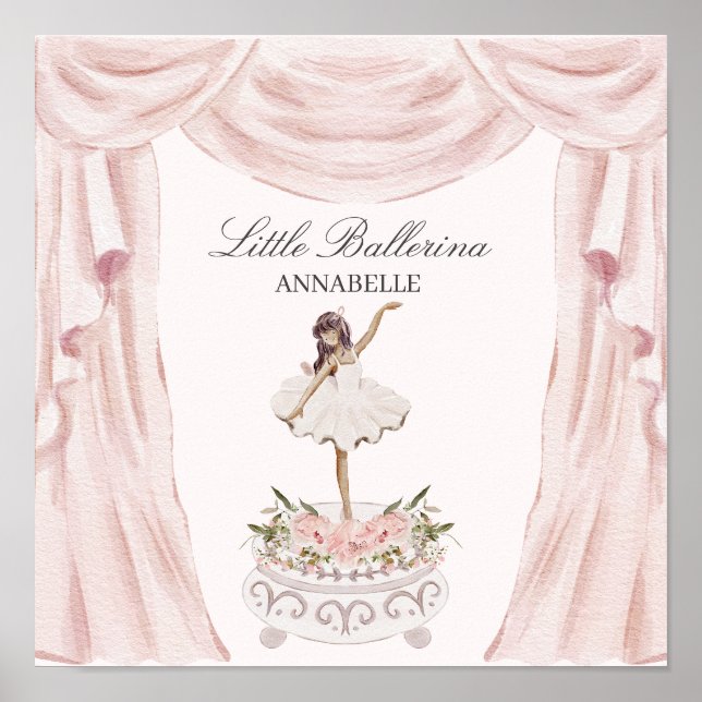 Pink Little Ballerina Baby Shower or Birthday Poster (Front)
