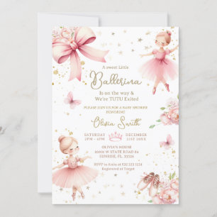 Pink Little Ballerina Is On The Way Baby Shower  Invitation