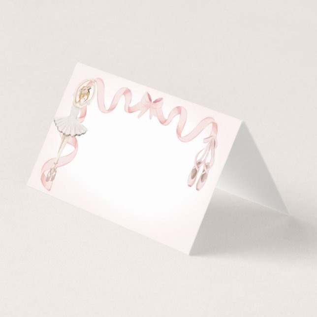 Pink Little Ballerina Place Card Party Decor (Front)