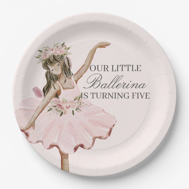 Pink Little Ballerina Plates Ballet Party Decor  (Front)