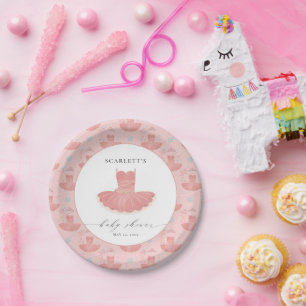 Pink Little Ballerina Tutu Baby Girl Baby Shower  Paper Plate