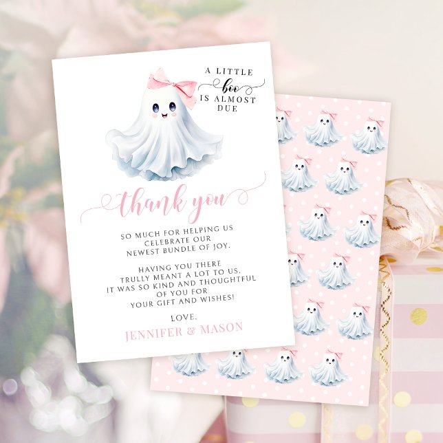 Pink Little Boo Baby Girl Shower Thank You Cards (Creator Uploaded)