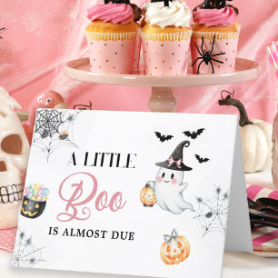 Pink Little Boo Baby Shower Cute Ghost Pumpkins Thank You Card