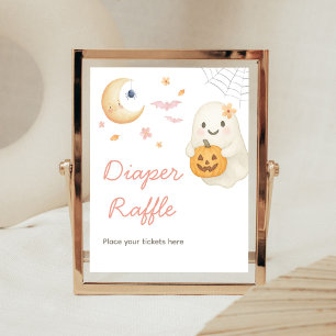Pink Little Boo Baby Shower Diaper Raffle Sign