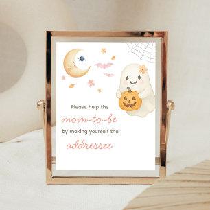 Pink Little Boo Baby Shower Envelope Station Sign