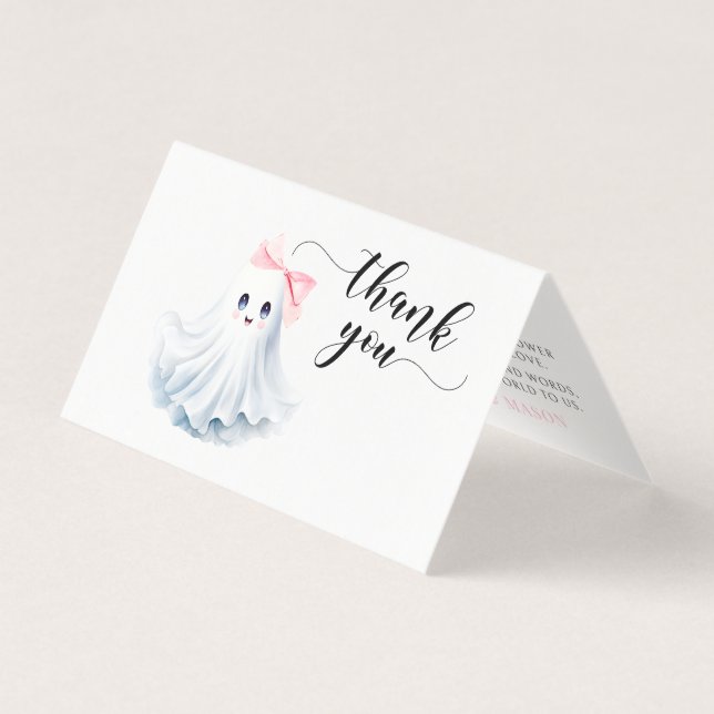 Pink Little Boo Baby Shower Foldable Thank You (Front)