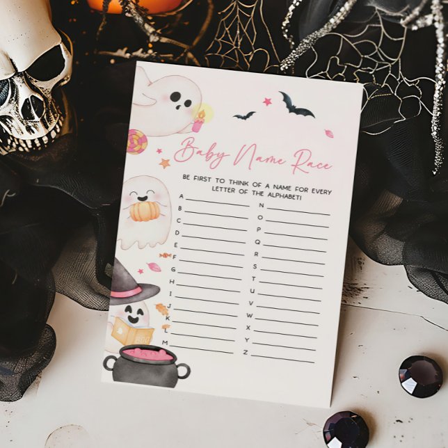 Pink Little Boo Halloween Baby Name Race Game (Pink Little Boo Baby Shower Baby Name Race Game)