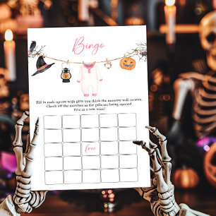 Pink Little Boo Halloween Baby Shower Bingo Game