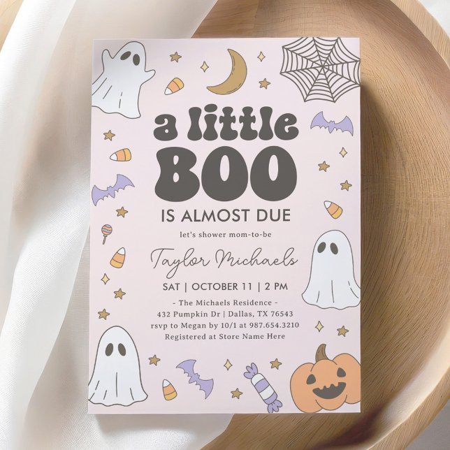 Pink Little Boo Halloween Baby Shower Invitation (Creator Uploaded)
