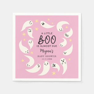 Pink Little Boo Halloween Baby Shower Napkin