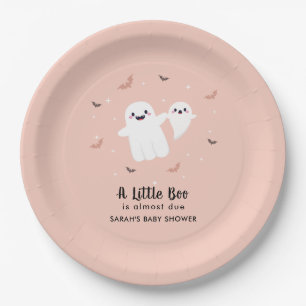 Pink Little Boo Halloween Baby Shower Paper Plate
