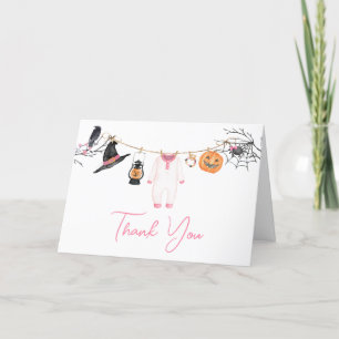 Pink Little Boo Halloween Baby Shower Thank You Card