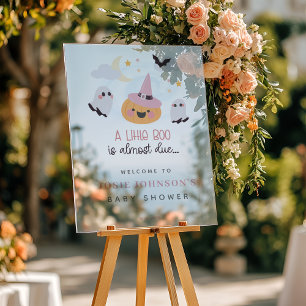 Pink Little Boo Halloween Baby Shower Welcome Acrylic Sign
