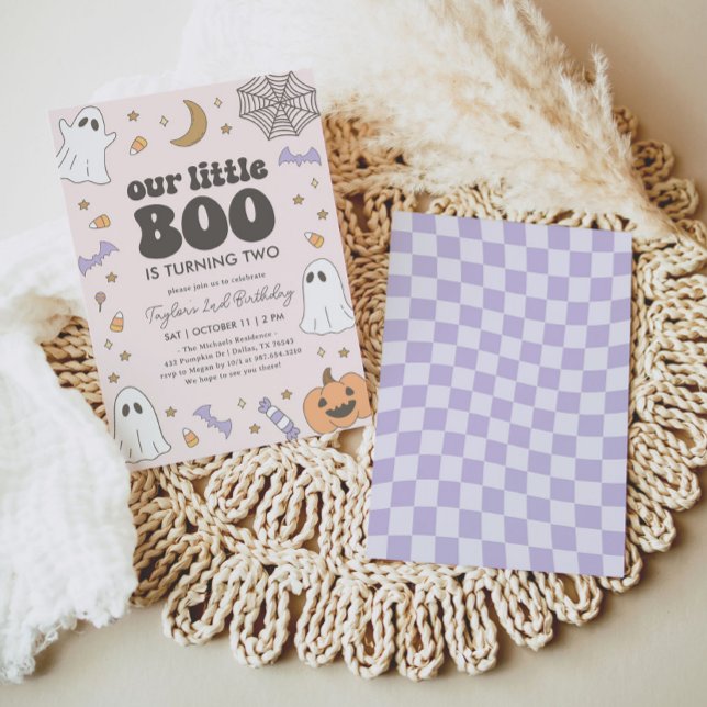Pink Little Boo Halloween Birthday Invitation (Creator Uploaded)