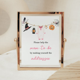 Pink Little Boo Halloween Envelope Station Poster
