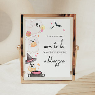 Pink Little Boo Halloween Envelope Station Poster