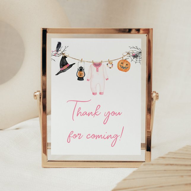 Pink Little Boo Halloween Thank you for Coming Poster (Halloween Baby Clothes Baby Shower Thank you for Coming Sign)