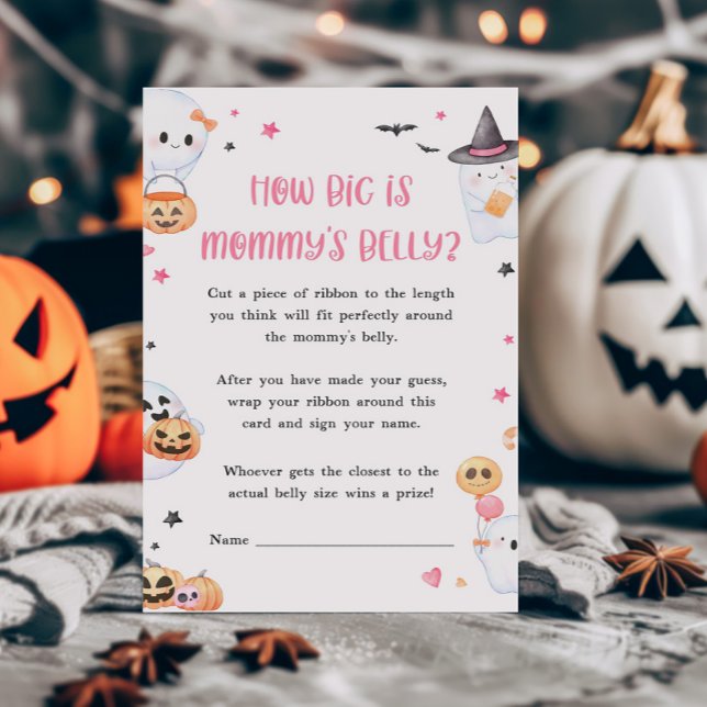 Pink Little Boo How Big is Mommys Belly Game (Baby is Brewing Baby Shower How Big is Mommy's Belly Game)