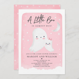 Pink Little Boo Shower Halloween Ghost Baby Shower Invitation