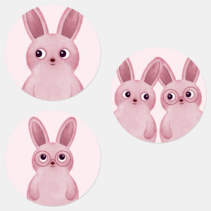 Pink little bunny with glasses for a girl's party